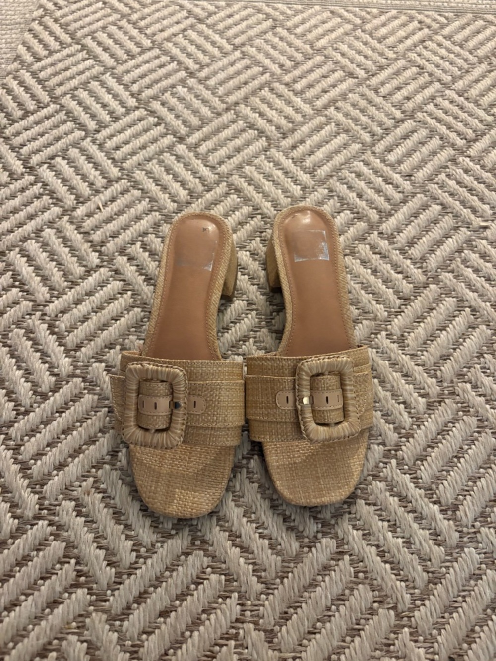 Dolce Vita Woven Buckle Slide Sandals in Tan